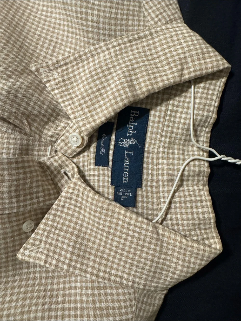 Ralph Lauren Beige Check Button-Down Shirt